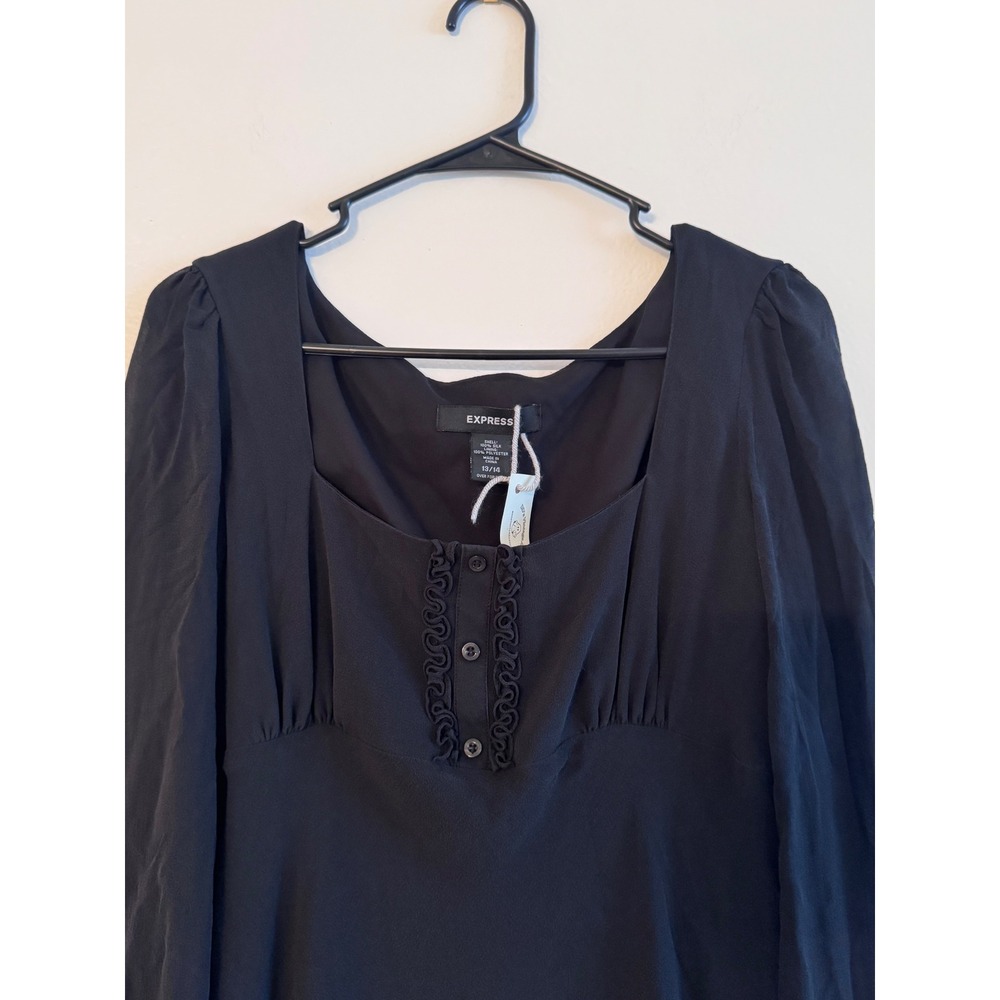 Y2k Black Square Neck Silk Dress - image 2